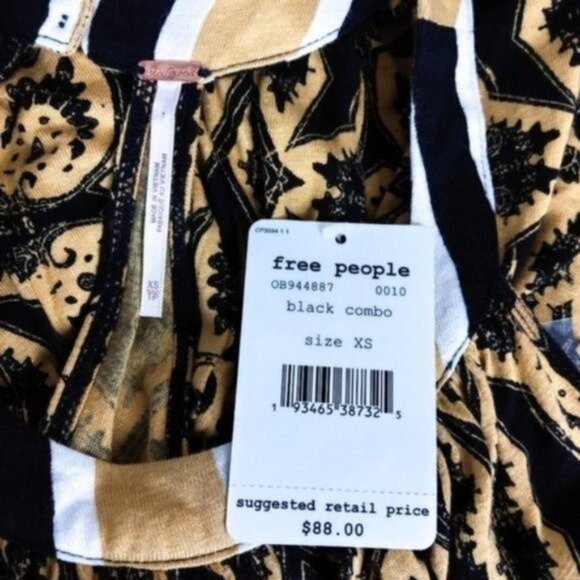 Free People Mimi High-low Tunic Top Black Combo Size XS - Picture 4 of 6